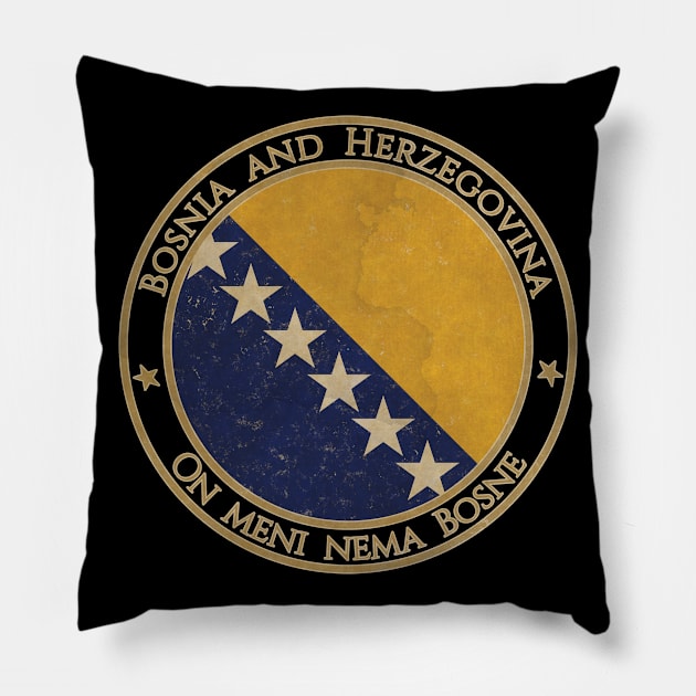 Vintage Bosnia and Herzegovina Europe European EU Flag Pillow by DragonXX