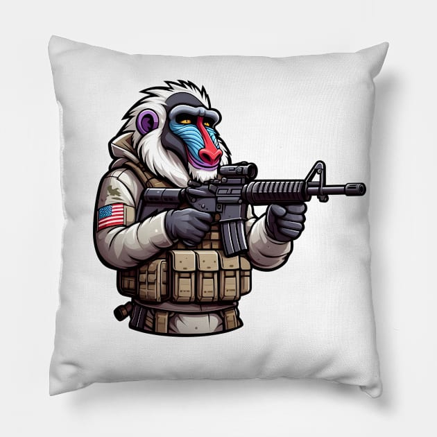 Tactical Monkey Pillow by Rawlifegraphic