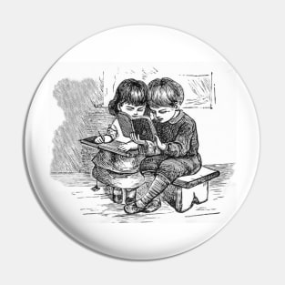 1880's Children Studying Pin