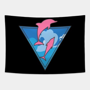 Ride the Waves with Pink Dolphin Wave: Discover Rare Pink River Dolphins and Ocean Adventures Tapestry