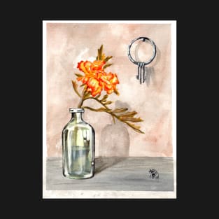 marigold in antique jar with old keys, 1 of 2 T-Shirt