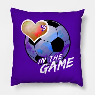 Soccer - Hearts In The Game - Blue Pillow