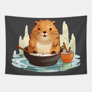 Cute Capybara In a pot full of soup Tapestry