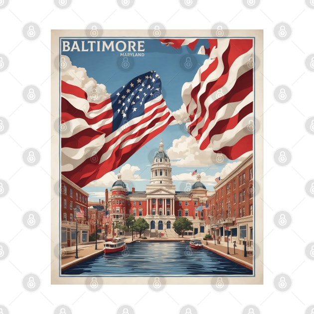 Baltimore Maryland United States of America Tourism Vintage Poster by TravelersGems