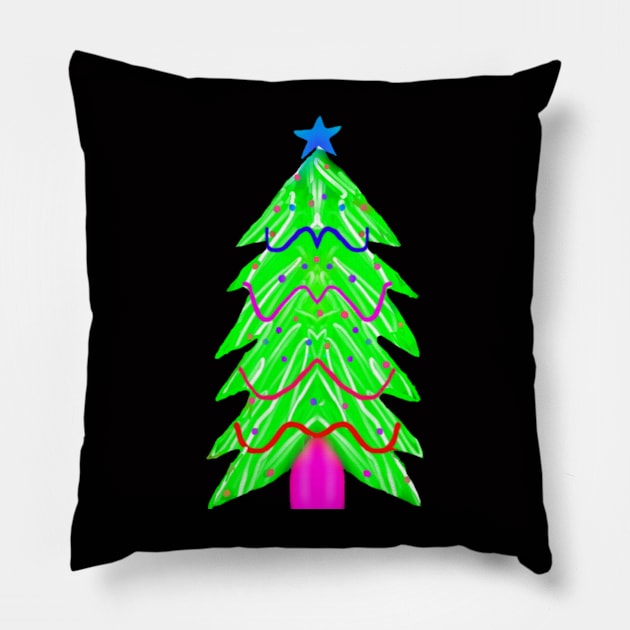 Neon Christmas Tree Pillow by Amanda1775