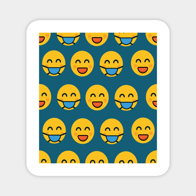 Happy Emoji face mask Magnet by otaku_sensei6