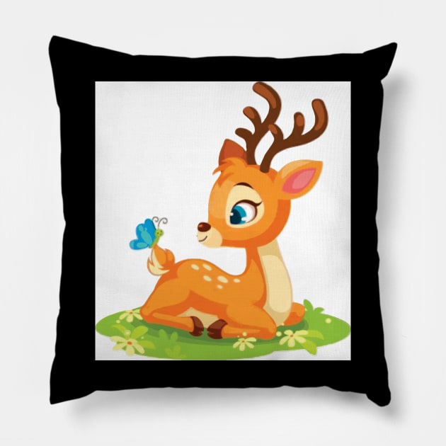 baby deer kids Pillow by Joshua Onwatiwa