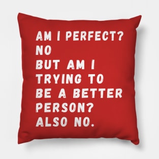 am i perfect? No. But i am trying to be petter person? Also no. Pillow