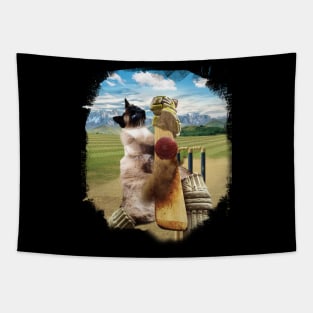 Siamese Cat Playing Cricket Tapestry