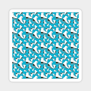 Figure Skates on Blue Atoll Background Design Magnet