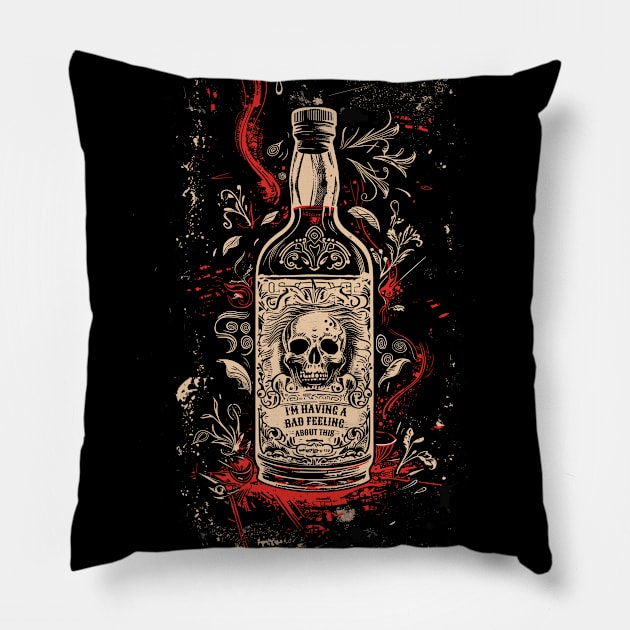 Bad Feeling - skull label Pillow by LoffDesign