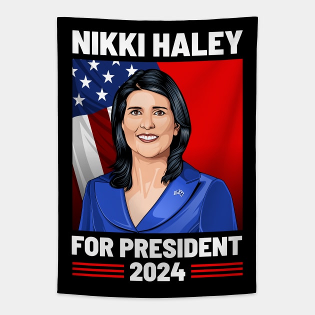 Nikki Haley 24 For President 2024 Tapestry by MIKOLTN