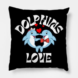 Cute Dolphin Couple Loves Each Other Pillow