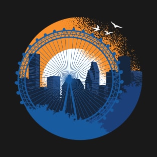 Retro 80 Style Houston Skyline T-Shirt