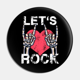 Let's Rock and Roll Music Vintage Distressed Heart Pin