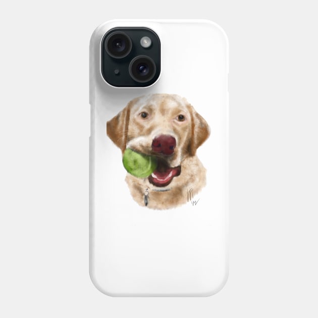 Yellow Lab With a Green Ball Phone Case by LITDigitalArt