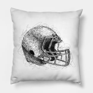 American football helmet drawing with scribble art Pillow