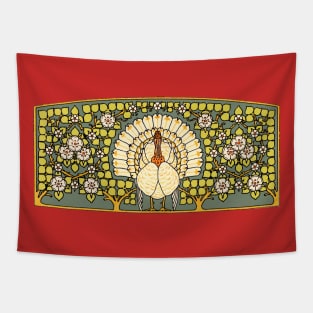 Art Nouveau Stained Glass Thanksgiving Turkey Tapestry