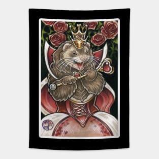 Queen of Hearts Ferret - White Outlined Version Tapestry