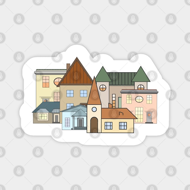 Cozy little town Magnet by KateQR