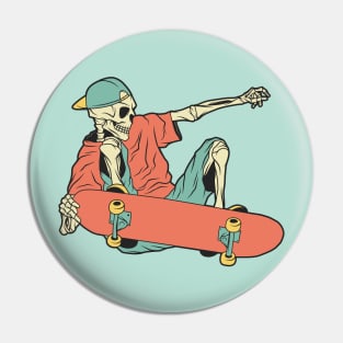 Retro Skater Skeleton Pin