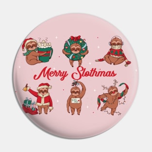 Merry Slothmas // Cute Christmas Sloth Cartoons Pin