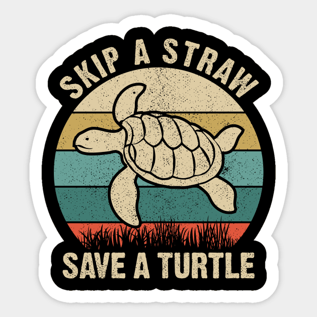 Skip a Straw Save a Turtle for Earthday - Vintage Retro Design T