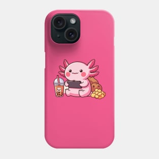 adorable axolotl boba and snack Phone Case