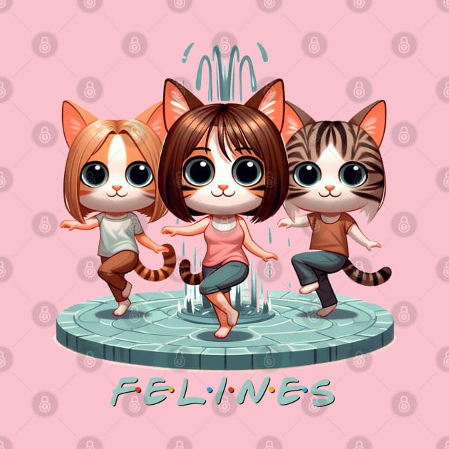 Feline Friends Dancing by Classic Converations 