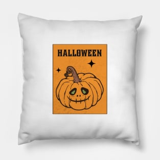 Ghoulish Halloween Pumpkin Illustration Pillow