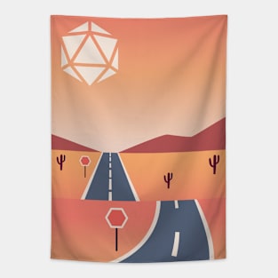 Highway Sunset Polyhedral Dice Sun RPG Landscape Tapestry