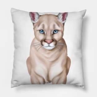 Cute Cougar Drawing Pillow