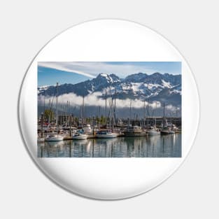 Boats and the mist Pin