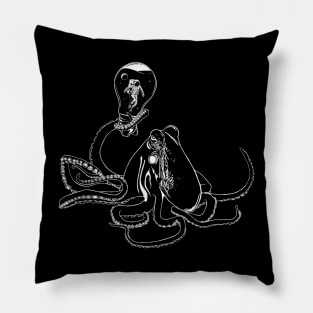 Surrealistic octopus artwork with astronaut Pillow