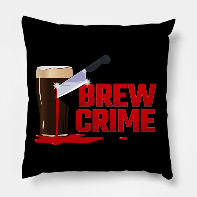 Brew Crime Main Logo Pillow by Brew Crime Podcast