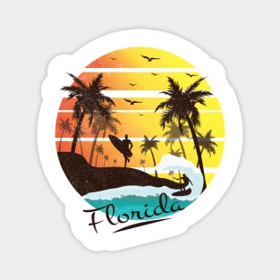 Florida Sunshine State Retro Summer Tropical Beach T-shirt Magnet