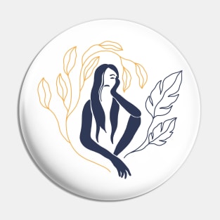 Summer Women Leaf Illustrations II Pin