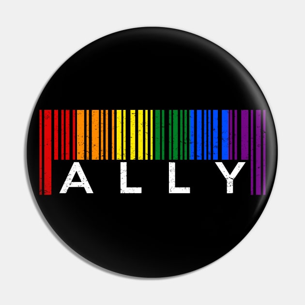 LGBT Rainbow Pride Flag Barcode Ally Pin by jpmariano