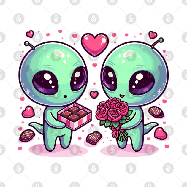 Cosmic Love: Aliens Sharing Earthly Affection by WEARWORLD