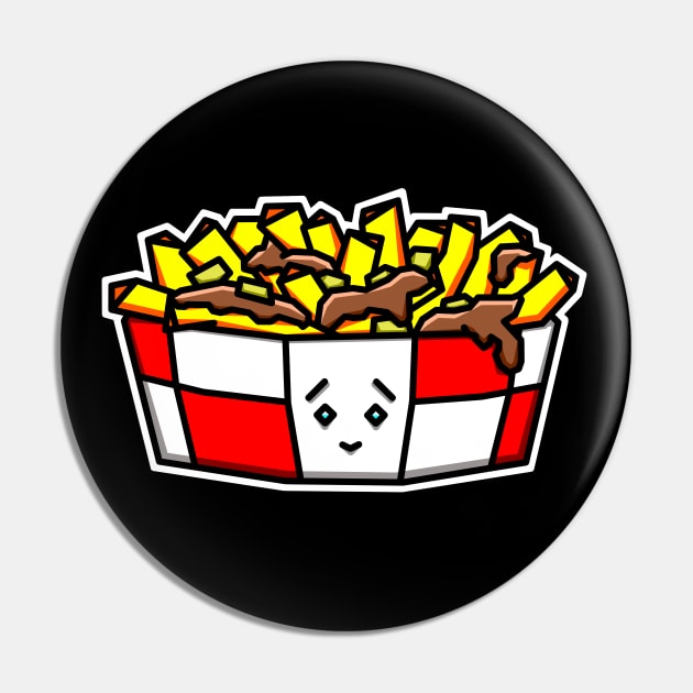 Cute Poutine in a Red and White Checkered Fast Food Box - Canadian Food of Quebec Gift - Poutine Pin by Bleeding Red Paint