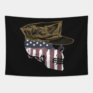 Painted American Flag Military Skull Tapestry