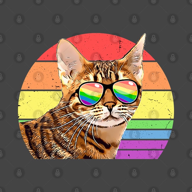 LGBTQ Ocicat Cat Retro Rainbow Love Pride by TheBeardComic