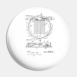 Tambourine Drum vintage patent drawing Pin