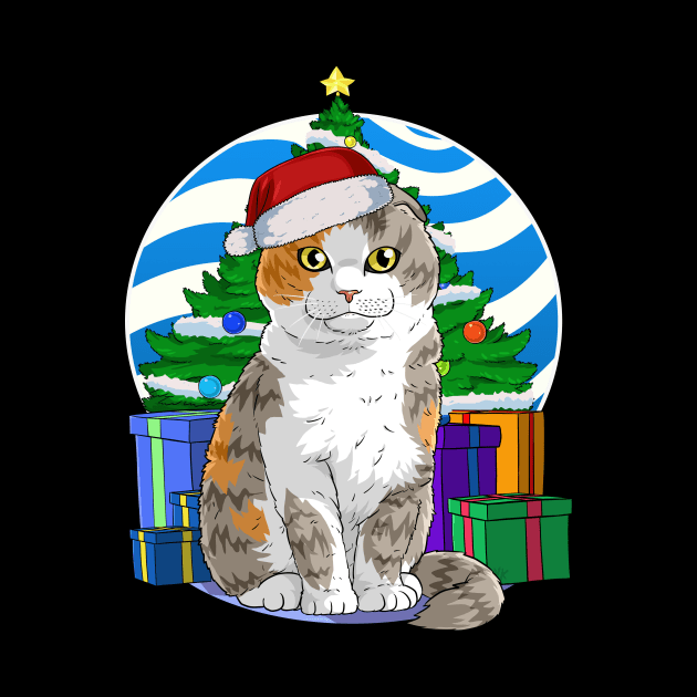 Scottish Fold Cat Santa Christmas Gift by Noseking