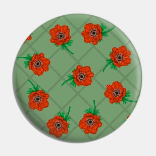 Anemone Field Orange Pin