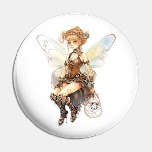 Watercolor Steampunk Fairy Girl #3 Pin