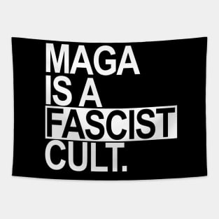 Maga is a Fascist Cult - white Tapestry