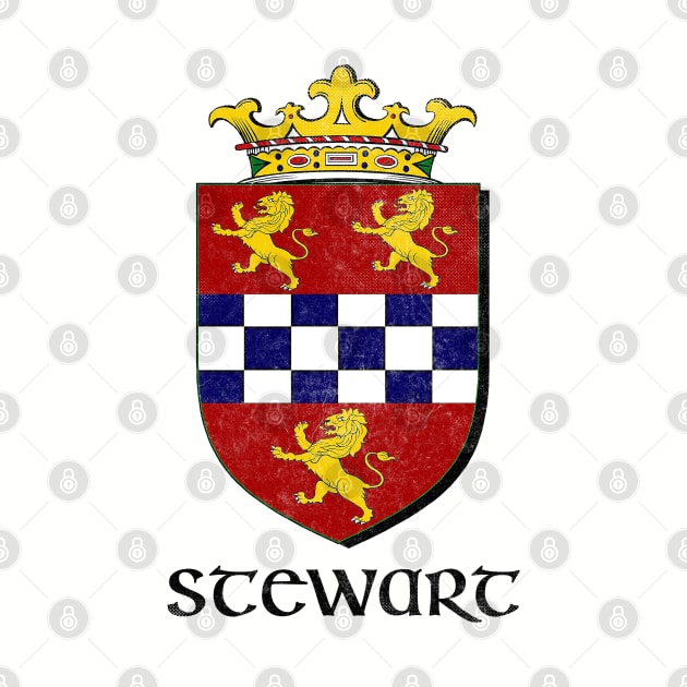 Stewart Name / Faded Style Family Crest Coat Of Arms Design by feck!