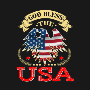 God Bless The USA, American map and Flag, 4th of July, happy independence day God Bless America T-Shirt