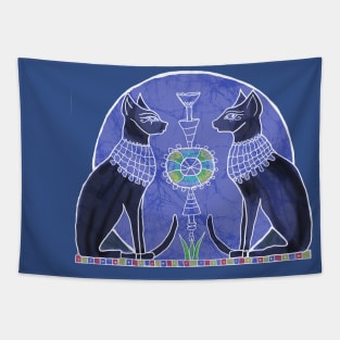 Egyptian Cats and Hookah batik style Tapestry
